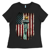 Black statue of liberty torch Ladies Tee - BarkalooDesign