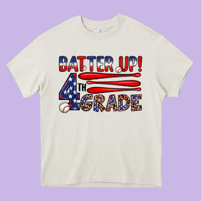 Batter Up 4th Grade Heavy Core Tee Designed By Jahusdesignshop