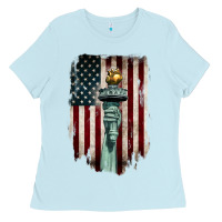 Baby Blue statue of liberty torch Ladies Tee - BarkalooDesign