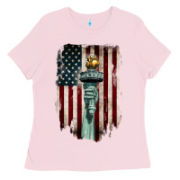 Bubblegum Pink statue of liberty torch Ladies Tee - BarkalooDesign