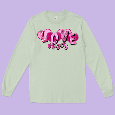 Love Vibes Valentine's Day Long Sleeve Tee Designed By Howdyjamesfarm