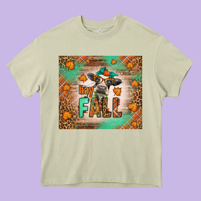 Western Hay Fall Cow Heavy Core Tee Designed By Lillyallendesigns
