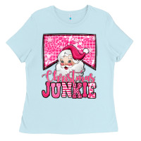 Baby Blue pink Christmas junkie Santa Claus Ladies Tee - Jasminsmagicworld