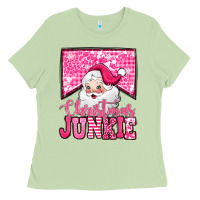 Matcha pink Christmas junkie Santa Claus Ladies Tee - Jasminsmagicworld