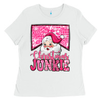 White pink Christmas junkie Santa Claus Ladies Tee - Jasminsmagicworld