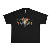 Black Texas Longhorn Bull Skull Urban Heavy Tee - JahusDesignShop