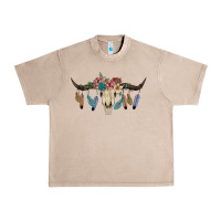 French Oak Texas Longhorn Bull Skull Urban Heavy Tee - JahusDesignShop
