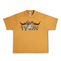 Peanut Butter Texas Longhorn Bull Skull Urban Heavy Tee - JahusDesignShop