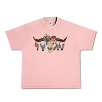 Salmon Texas Longhorn Bull Skull Urban Heavy Tee - JahusDesignShop