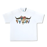 White Texas Longhorn Bull Skull Urban Heavy Tee - JahusDesignShop