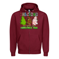 Burgundy Snacking Around The Christmas Tree Zipper Hoodie - CowhideDigitalArt
