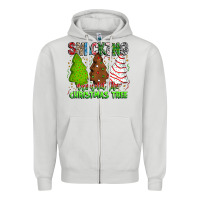 Dove Grey Snacking Around The Christmas Tree Zipper Hoodie - CowhideDigitalArt