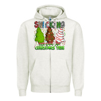 Oatmeal Heather Snacking Around The Christmas Tree Zipper Hoodie - CowhideDigitalArt