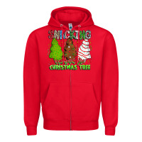 Red Snacking Around The Christmas Tree Zipper Hoodie - CowhideDigitalArt