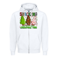 White Snacking Around The Christmas Tree Zipper Hoodie - CowhideDigitalArt