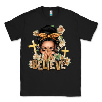 Black Black Hair Believe Praying Caucasian Messy Bun Classic Tee - texasbilliewilder
