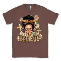 Chestnut Black Hair Believe Praying Caucasian Messy Bun Classic Tee - texasbilliewilder