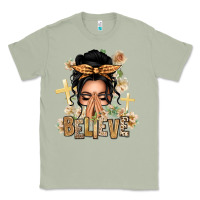Matcha Black Hair Believe Praying Caucasian Messy Bun Classic Tee - texasbilliewilder