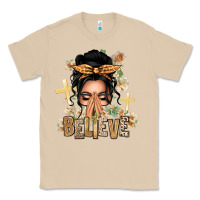 Mushroom Black Hair Believe Praying Caucasian Messy Bun Classic Tee - texasbilliewilder