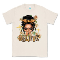 Natural Black Hair Believe Praying Caucasian Messy Bun Classic Tee - texasbilliewilder
