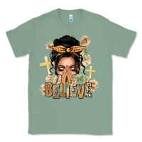 Sage Black Hair Believe Praying Caucasian Messy Bun Classic Tee - texasbilliewilder