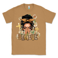 Toasted Coconut Black Hair Believe Praying Caucasian Messy Bun Classic Tee - texasbilliewilder