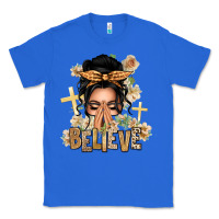 True Royal Black Hair Believe Praying Caucasian Messy Bun Classic Tee - texasbilliewilder