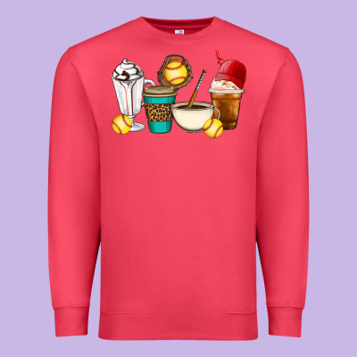 Softball Coffee Cups Premium Sweatshirt Designed By Artiststas
