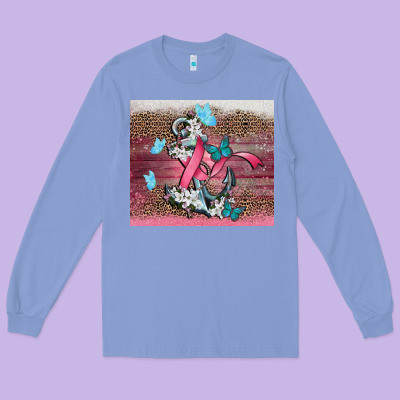 Cancer Awareness Anchor Long Sleeve Tee Designed By Cowgirlartshop
