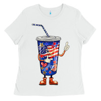 White 4th of july coca Ladies Tee - BarkalooDesign