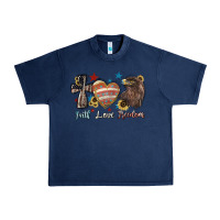 Navy Faith love freedom 4th of july Urban Heavy Tee - HowdyJamesFarm