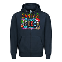 Navy festive speech therapist tribute Zipper Hoodie - CowhideDigitalArt