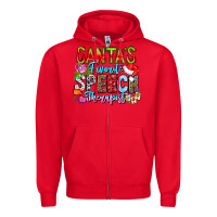 Red festive speech therapist tribute Zipper Hoodie - CowhideDigitalArt