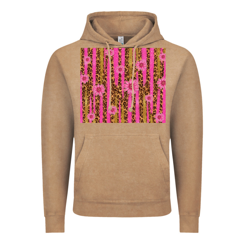 Glitter Pink Stripe Leopard Pattern With Flowers Vintage Hoodie by TumblerDesignByShophia | Teevron