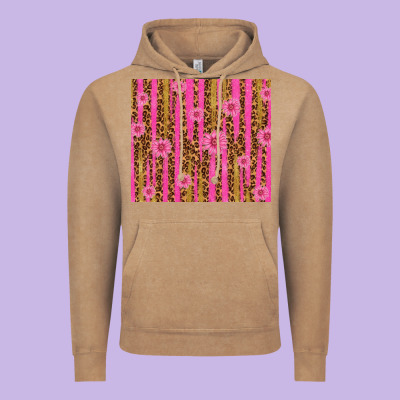 Glitter Pink Stripe Leopard Pattern With Flowers Vintage Hoodie Designed By Tumblerdesignbyshophia