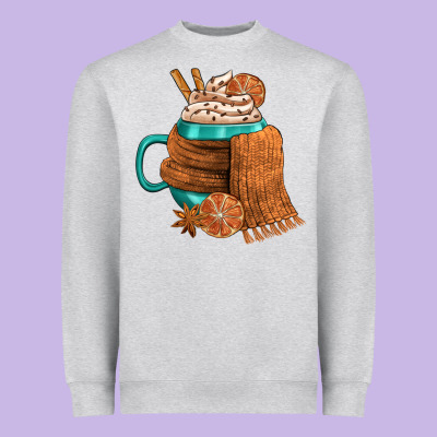 Winter Coffee Cup With Scarf Heavyweight Sweatshirt Designed By Fadigitalartstudio