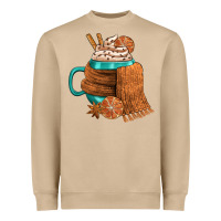 Mushroom Winter Coffee Cup With Scarf Heavyweight Sweatshirt - FaDigitalArtStudio