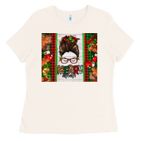 Bone Christmas merry mama messy bun Ladies Tee - Jasminsmagicworld