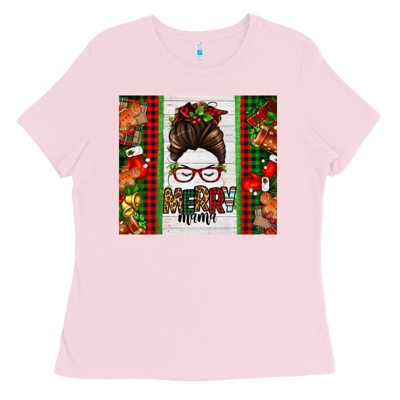 Christmas Merry Mama Messy Bun Ladies Tee by Jasminsmagicworld | Teevron