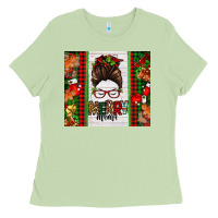 Matcha Christmas merry mama messy bun Ladies Tee - Jasminsmagicworld