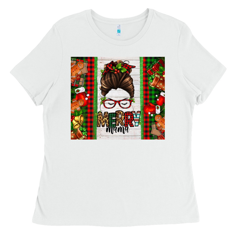 Christmas Merry Mama Messy Bun Ladies Tee by Jasminsmagicworld | Teevron
