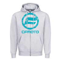 Heather Grey CF Moto Vintage UTV ATV SXS original off road Gift Long Sleeve Zipper Hoodie - lanVoArt
