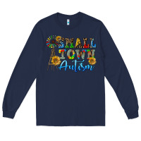 Navy small town autism Long Sleeve Tee - CowGirlArtShop