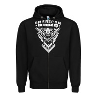 Black American Fighter 3 Zipper Hoodie - lanVoArt
