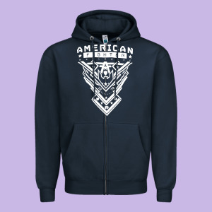 American Fighter 3 Zipper Hoodie Designed By Lanvoart
