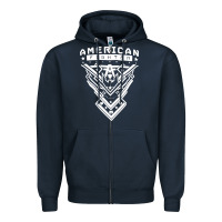 Navy American Fighter 3 Zipper Hoodie - lanVoArt
