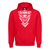 Red American Fighter 3 Zipper Hoodie - lanVoArt