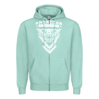 Seafoam American Fighter 3 Zipper Hoodie - lanVoArt