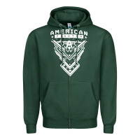 Sports Green American Fighter 3 Zipper Hoodie - lanVoArt