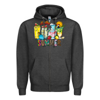 Charcoal Heather hello summer drink Zipper Hoodie - CowhideDigitalArt
